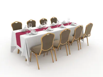 Collection Banquet Table and Chair 30 3D Model Pack