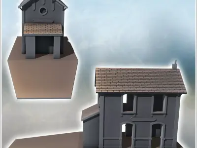 Small railway station with passenger platforms and annex with do 3D print model