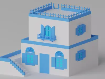 Cartoon Greek House 3D model