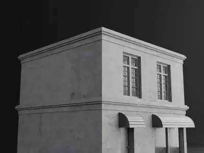 OLD RETRO CLASSICAL BUILDING 4 Low-poly 3D model