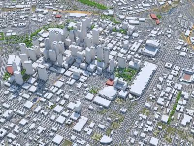 Houston Downtown Texas USA Low-poly 3D model