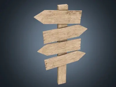Signboards wooden 02 Low-poly 3D model