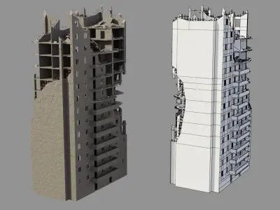 Post Apocalyptic Ruined City 3D Model Pack
