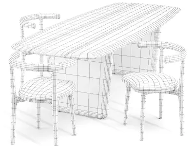 Dining Set Baxter Nairobi Table and Himba Chair Low-poly 3D model