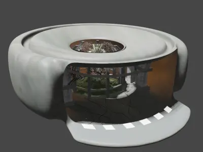 Scifi space dome with tree cyberpunk laboratory 3D model