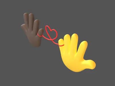 Hand with Red Line Icon v1 033 Low-poly 3D model