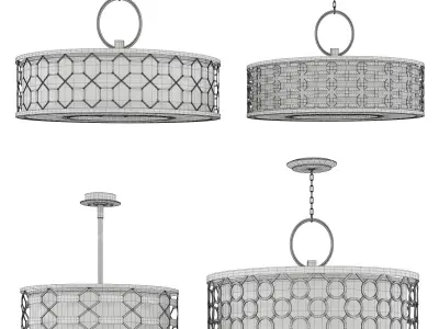 Allegretto four pendant lights with circular pattern Low-poly 3D model