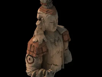 Stone Statue Group - Buddha Image 02 3D model