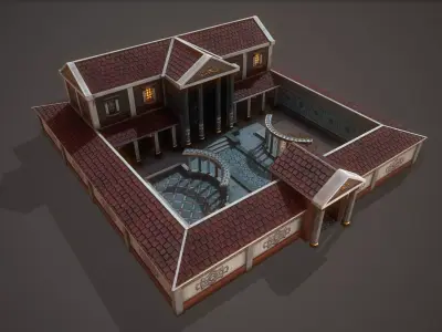 Roman Greek Villa Low-poly 3D model
