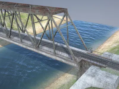RW Bridge Vologda-II mono ferma Low-poly 3D model