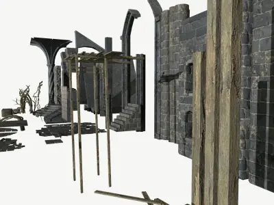 Catacomb Dungeon Prop Pack Low-poly 3D model