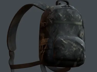 Backpack military combat Black baggage Low-poly  Low-poly 3D model