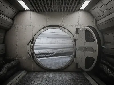 SciFi Bunker Door Low-poly 3D model