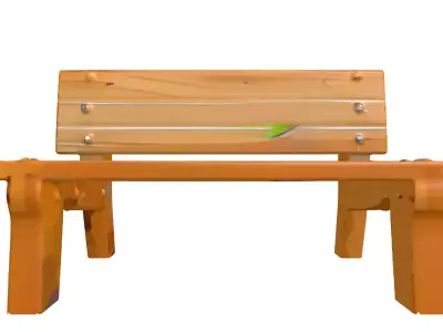Weathered Wooden Park Bench Low-poly 3D model