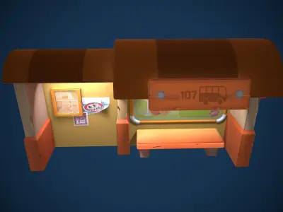 Bus Stop  Low-poly 3D model
