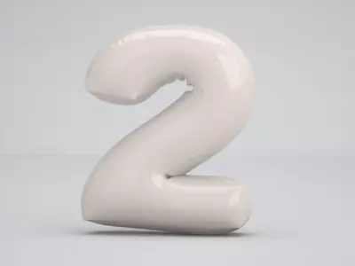2 Number Balloon 3D model