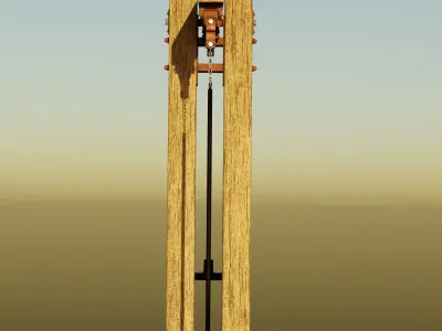 Swing for kids installed on a wooden balancing pole 3D model