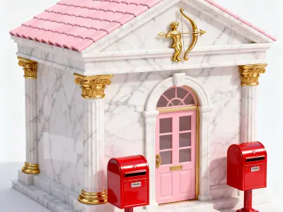 Cupids Courier Marble Post Office 3D Model Low-poly 3D model