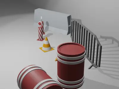 LowPoly Road Props Free low-poly 3D model