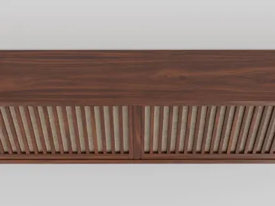 George Nakashima Sliding 4 Door Wall Hung Cabinet 3D model