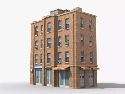 Apartment Building x12 Low-poly 3D model