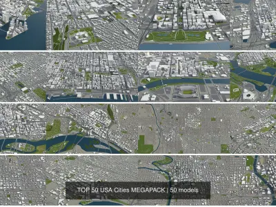 TOP 50 cities in USA 3D Model Pack