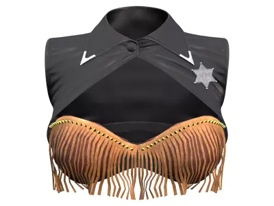 Cowgirl Sheriff Bolero With Tassels Top Low-poly 3D model