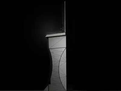 Public Sci-Fi Sink - 39 - with Mirror Low-poly 3D model