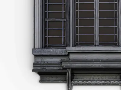 Classical Wooden Window Low-poly 3D model