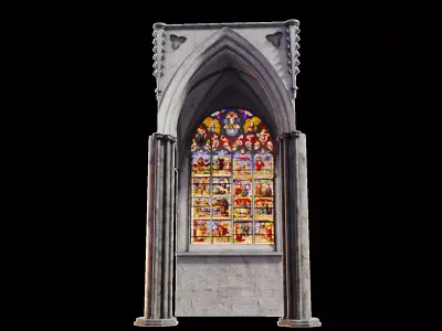 Gothic Nave Stained Glass Bottom 02 - ONLY Low-poly 3D model