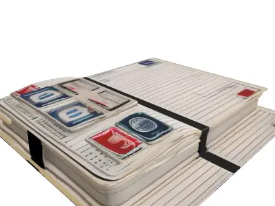 Vintage Philately Journal with Stamps Low-poly 3D model