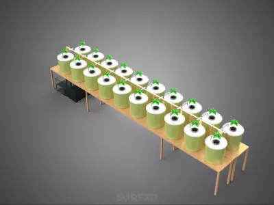 DUTCH BUCKET PLANT VEGETABLE FRUIT HYDROPONIC FARM CULTIVATION 3D model