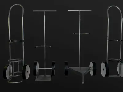 Tank  Balloon  Cylinder  Barrel  with  Cart  Free low-poly 3D model
