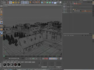 Scene street Low-poly 3D model