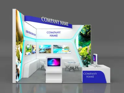 Booth Exhibition Stand Stall 6x7m Height 450 cm 2 Side Open 3D model