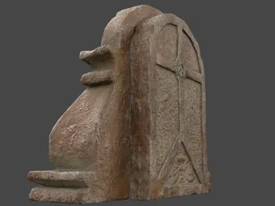 RedStone Door with Ornaments Low-poly 3D model