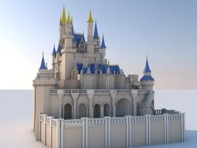 Low Poly Cinderella Disney Castle Landmark Low-poly 3D model