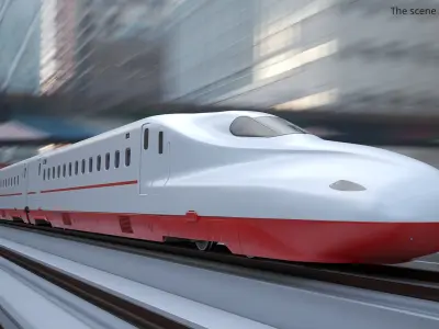  Modern Bullet Passenger Train with Interior Rigged 