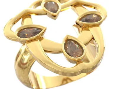 Sapucai Ring 3D Model Architectural Gold 3D print model