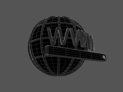 WWW Icon with Search Bar v1 001 Low-poly 3D model