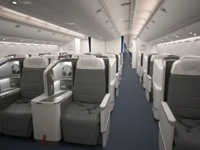  3D Boeing 777-300ER Cabin and Cockpit 