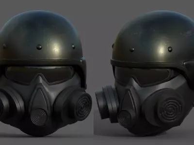 Helmet scifi military futuristic gas mask protection cyborg  Low-poly 3D model