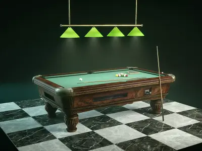 wood pool table lowpoly Low-poly 3D model