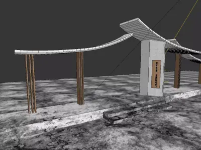 Gate tower and door opening 3D model