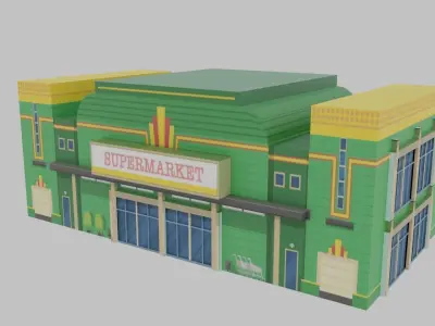 Market Building Low-poly 3D model buy