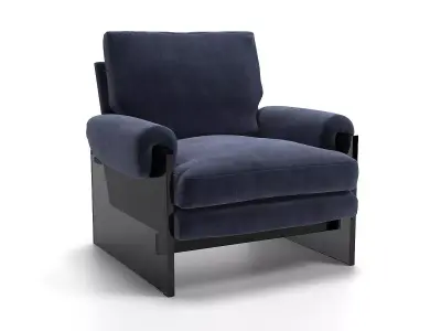 Lucite recliner chair - velvet 3D model