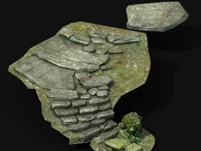 New Village - stone steps 04 3D model