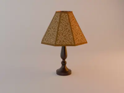 Table Lamp with Fabric Lampshade 5 textures Low-poly 3D model