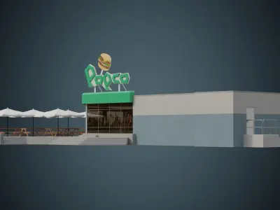 Restaurant 1A Low-poly 3D model