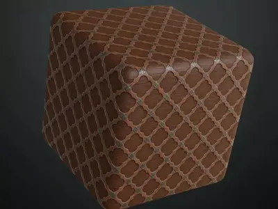 Ornate Medieval Wood Panels with Metal Inlays PBR Texture